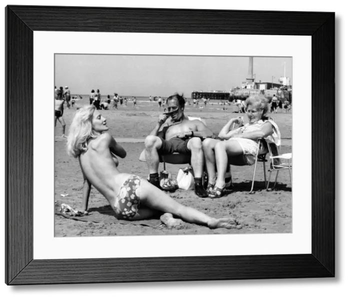 Framed Print : The man couldn t believe his spectacles when he saw topless Vee on a beach while Framed Print : The man couldn t believe his spectacles when he saw topless Vee on a beach while