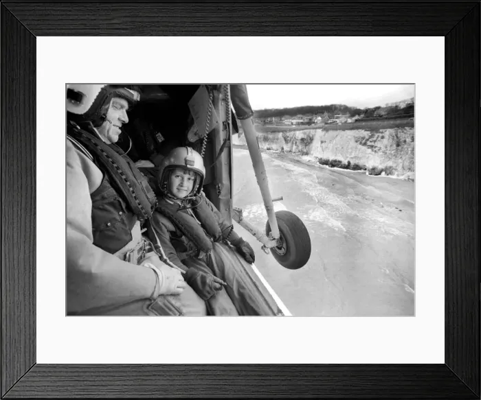 Framed Print : Lee Goodey seen here taking a flight with the crew of a RAF Westland Wessex Search