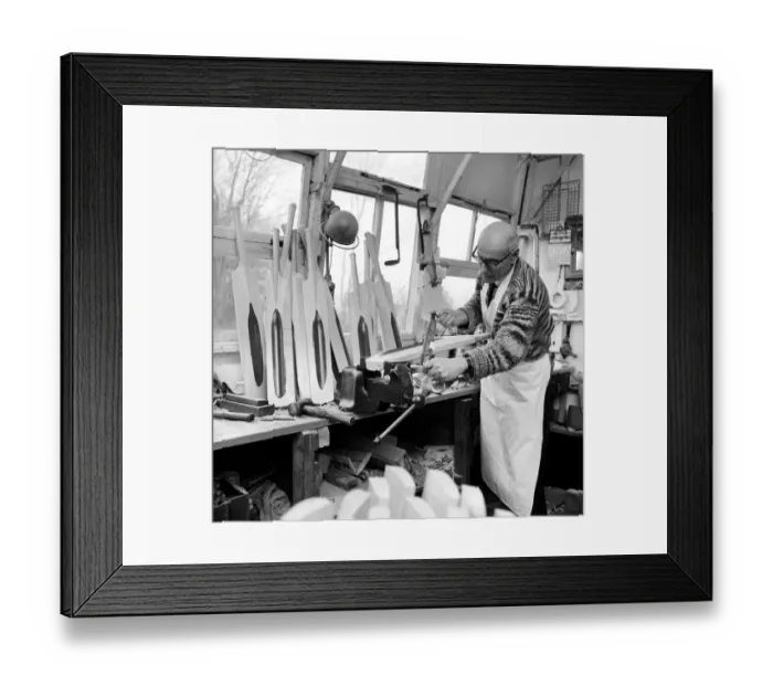 Framed Print : New Cricket bat. Ted Jolly 62. The new Revolutionary