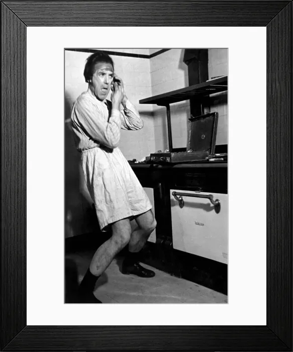 Framed Print : An actor having a shave before performing a Shakespeare play at a theatre April Framed Print : An actor having a shave before performing a Shakespeare play at a theatre April