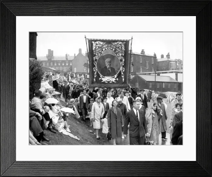 Framed Print : Bedlington Miners Picnic - Miners and their families marching to the picnic ground
