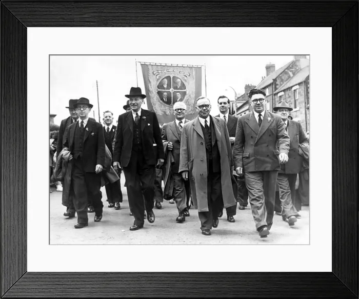 Framed Print : Bedlington Miners Picnic - Leading the procession down to Hunters Field are Mr Framed Print : Bedlington Miners Picnic - Leading the procession down to Hunters Field are Mr