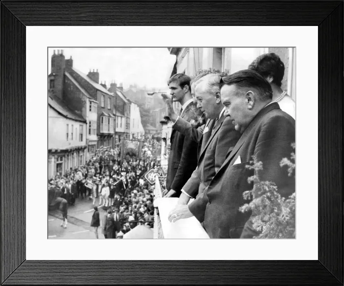 Framed Print : Durham Miners Gala - Ray Gunter (right) and Harold Wilson watch the crowd pass by Framed Print : Durham Miners Gala - Ray Gunter (right) and Harold Wilson watch the crowd pass by