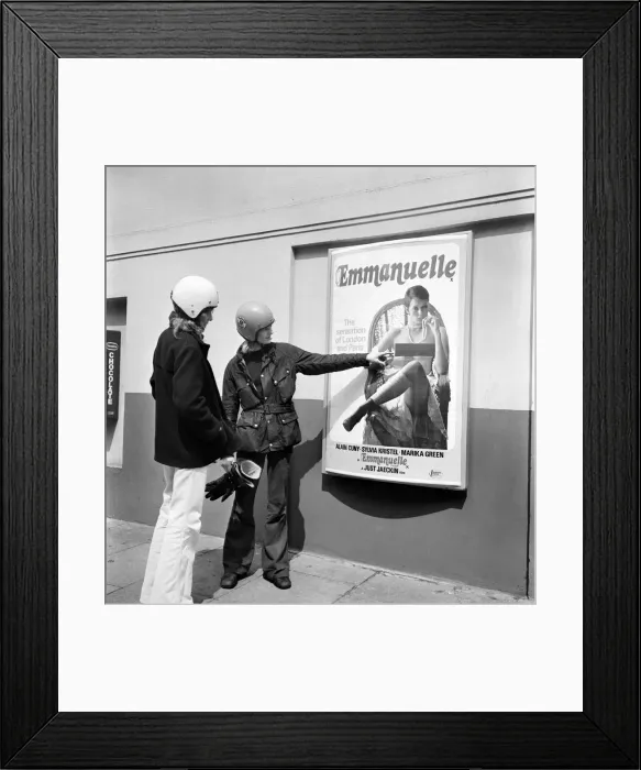 Framed Print : Cinema Manager at A. B. C. Cinemax Cheltenham covers up the bare boobs Framed Print : Cinema Manager at A. B. C. Cinemax Cheltenham covers up the bare boobs