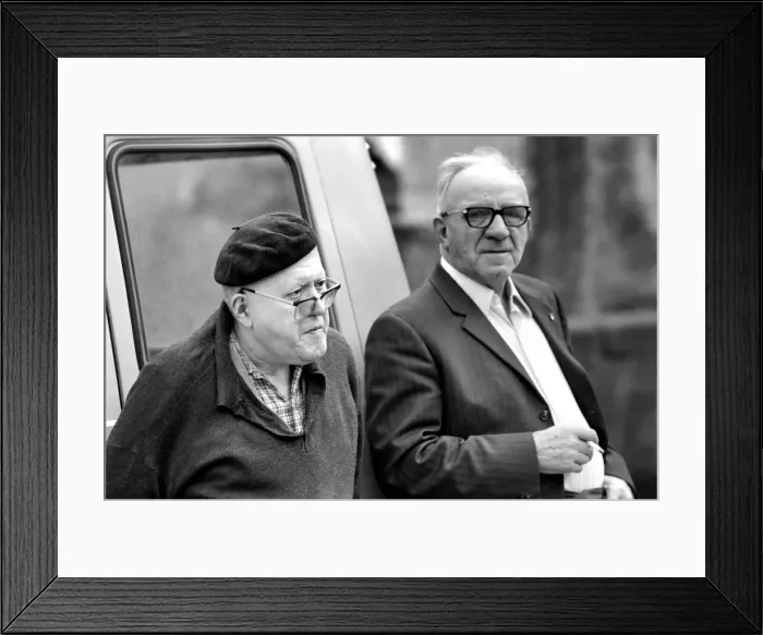 Framed Print : Two elderly gentleman of Luxembourg seen here deep in conversation about the benifits of Framed Print : Two elderly gentleman of Luxembourg seen here deep in conversation about the benifits of