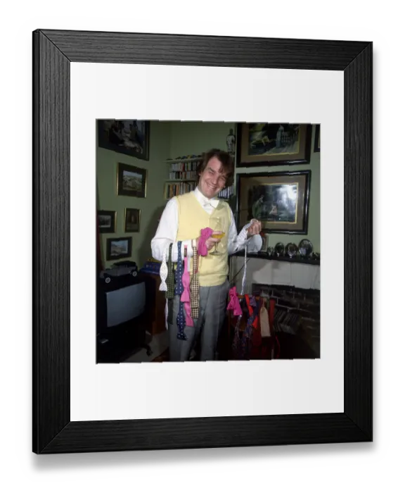 Framed Print : Keith Floyd television chef with a selection of colourful bow ties Framed Print : Keith Floyd television chef with a selection of colourful bow ties