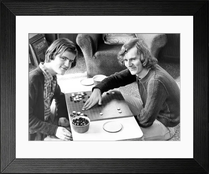 Framed Print : Students playing the new Chinese board game GOin April 1977 Framed Print : Students playing the new Chinese board game GOin April 1977