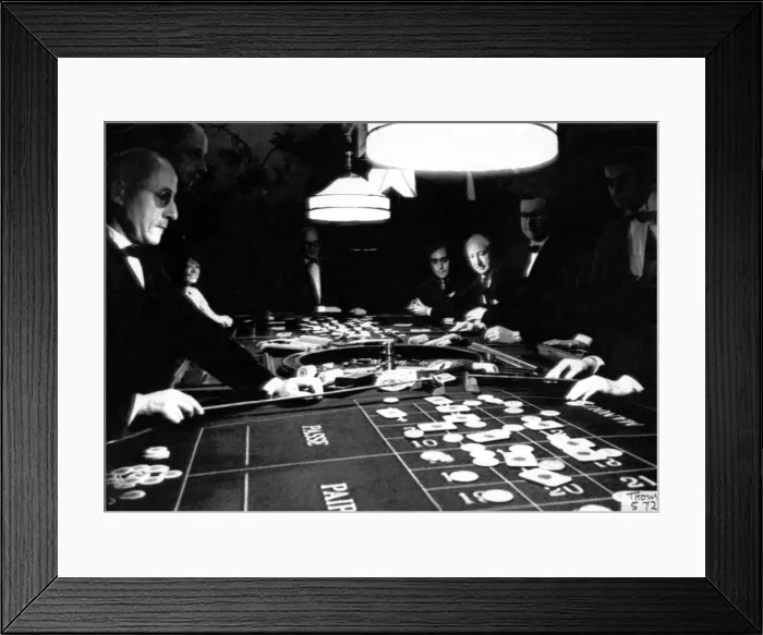 Framed Print : People gambling and playing roulette in a casino in May 1967