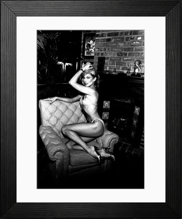 Framed Print : Model Jilly Johnson models a bikini made from wool to promote The International Wool Framed Print : Model Jilly Johnson models a bikini made from wool to promote The International Wool