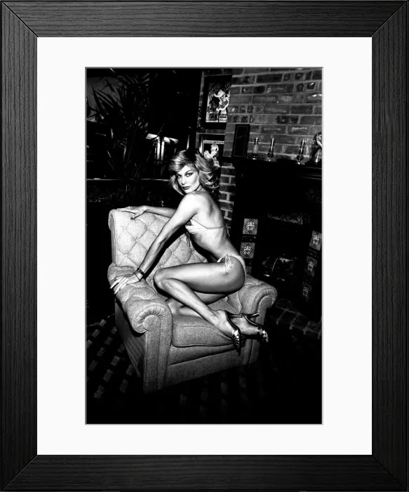 Framed Print : Model Jilly Johnson models a bikini made from wool to promote The International Wool Framed Print : Model Jilly Johnson models a bikini made from wool to promote The International Wool