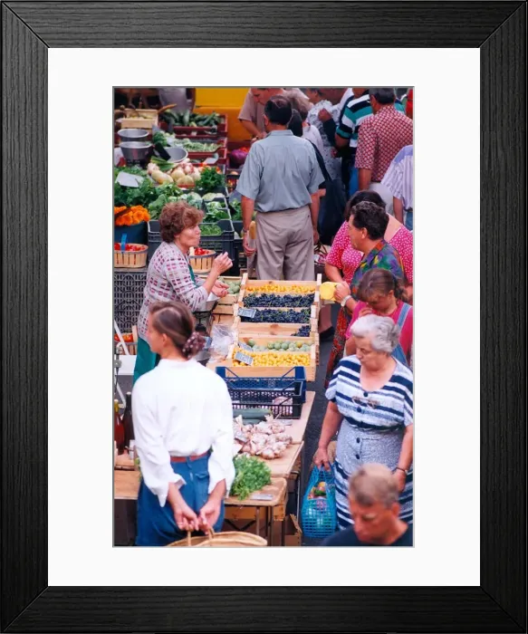 Framed Print : Fruit and vegetables on sale at a Provence market in March 1996 Framed Print : Fruit and vegetables on sale at a Provence market in March 1996
