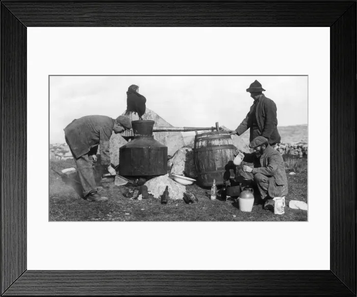 Framed Print : Illicit poteen distillers in Connemara. 3rd April 1912 Local Caption Watscan Framed Print : Illicit poteen distillers in Connemara. 3rd April 1912 Local Caption Watscan