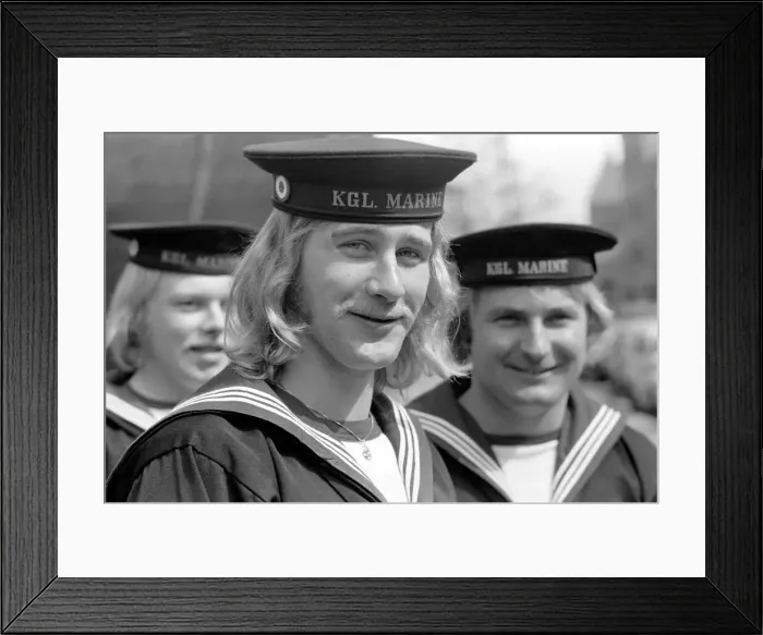 Framed Print : Members of the Danish Navy seen here on shore leave. Sailors in the navy can grow their Framed Print : Members of the Danish Navy seen here on shore leave. Sailors in the navy can grow their