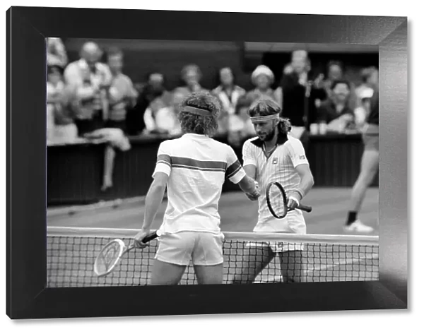 Wimbledon Tennis: Mens Finals 1981: Bjorn Borg congratulates John McEnroe after