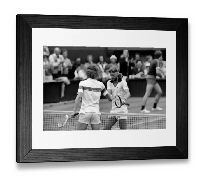 Framed Print : Wimbledon Tennis: Mens Finals 1981: Bjorn Borg congratulates John McEnroe after Framed Print : Wimbledon Tennis: Mens Finals 1981: Bjorn Borg congratulates John McEnroe after