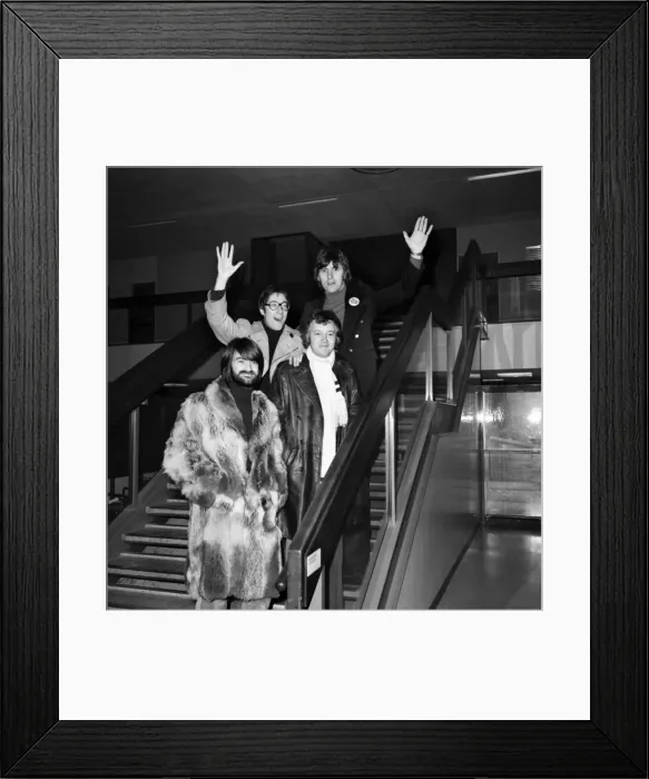 Framed Print : Music: Pop: Hank Marvin and The Shadows left Heathrow Airport for Stockholm where they