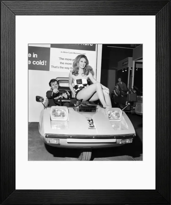 Framed Print : Motorcycle Show: Sue Shakespeare 23 year old model from Kensington