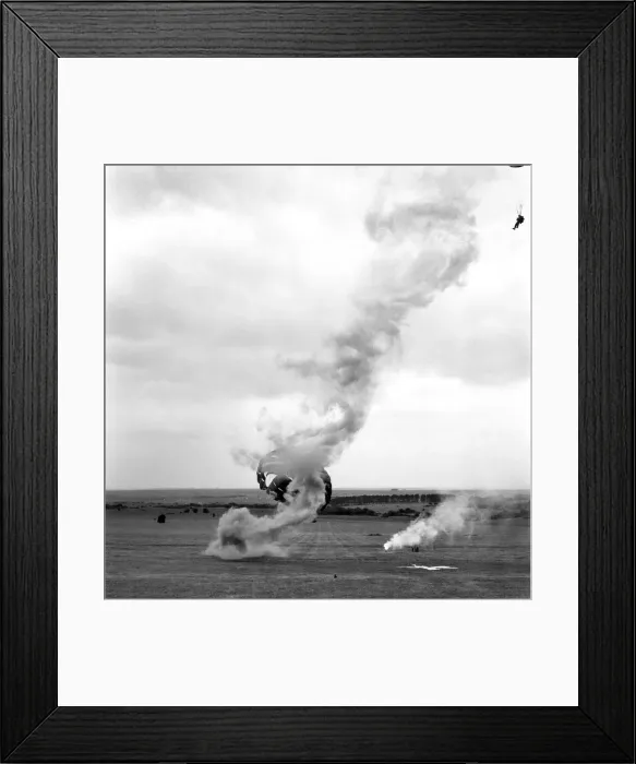 Framed Print : 50 years of Gunnery Anniversary: A member of the Free-Fall Team landing on target