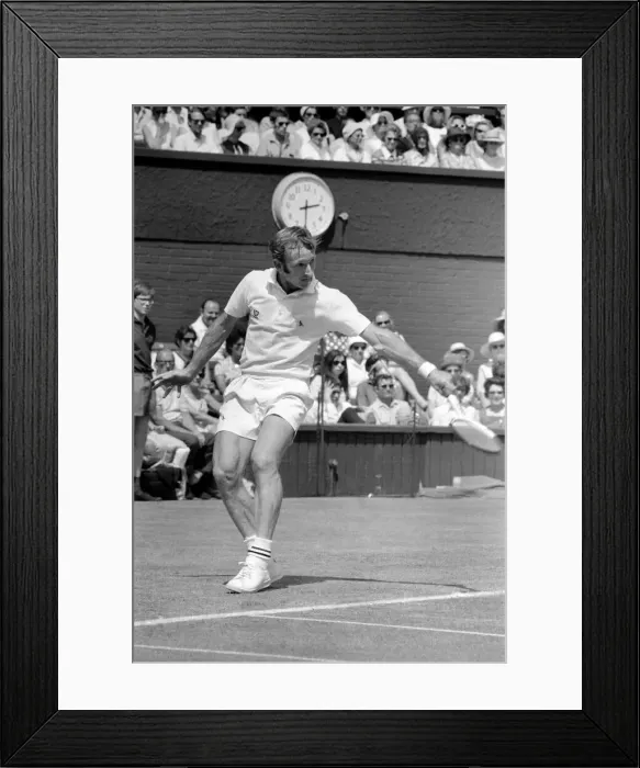 Framed Print : Wimbledon Tennis Championships 1970 1st Day. Rod Laver in play against G. Seewagen (U. S