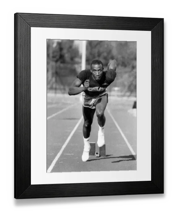 Framed Print : Athlete - Linford Christie training. June 1986 P008096 Framed Print : Athlete - Linford Christie training. June 1986 P008096