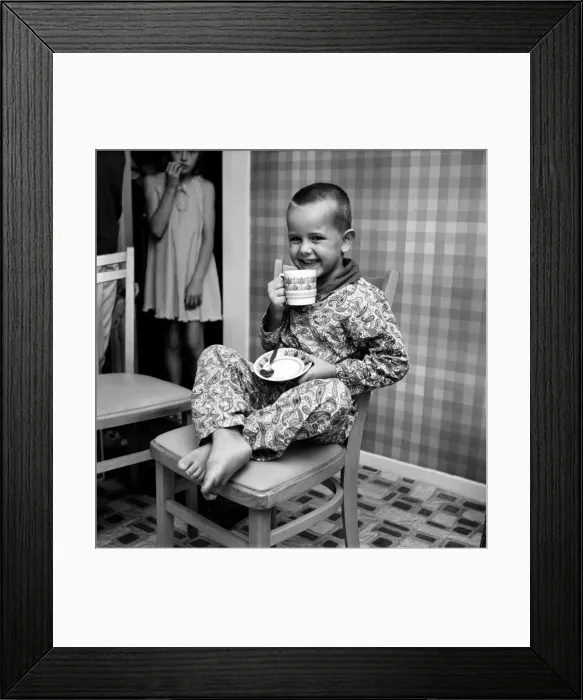 Framed Print : Humour: Unusual: Boy trapped in fridge. July 1970 70-6760-002 Framed Print : Humour: Unusual: Boy trapped in fridge. July 1970 70-6760-002