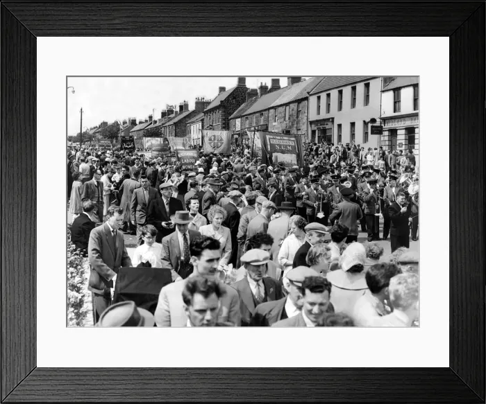 Framed Print : Bedlington Miners Picnic - Bands and banners in the streets at Bedlington attract a crowd Framed Print : Bedlington Miners Picnic - Bands and banners in the streets at Bedlington attract a crowd