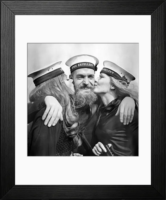 Framed Print : Film stars at Royal Navy Gunnery School. Welcome visitors at the Royal Navy Gunnery