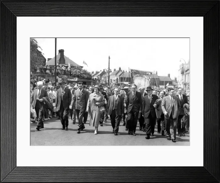 Framed Print : Bedlington Miners Picnic - The leaders walk to the picnic ground in front of the many