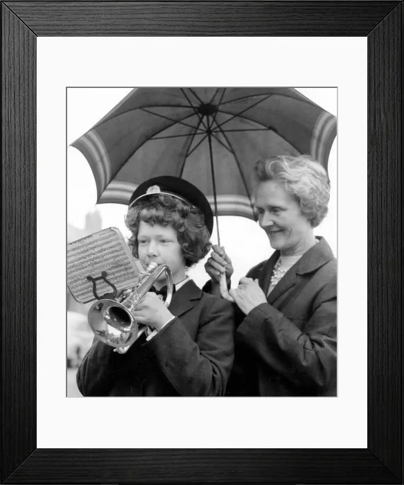Framed Print : Bedlington Miners Picnic - Christine Blythe, aged 13, a cornet player from Dudley