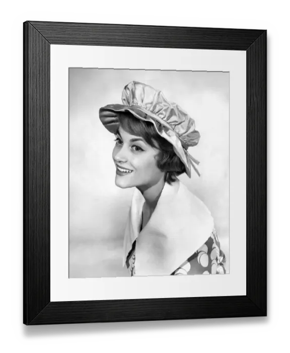 Framed Print : Reveille Fashions. Modell wearing summer hat April 1959 P006942