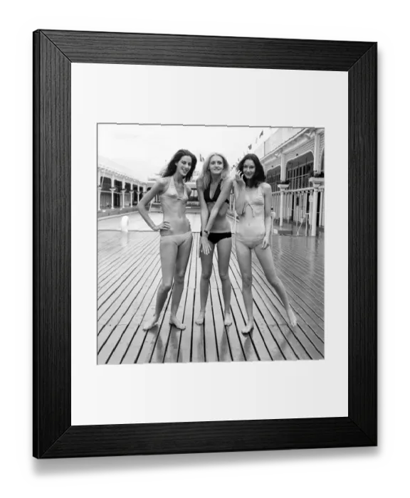 Framed Print : Three women modelling the latest in bikini fashions July 1970 70-6839-001