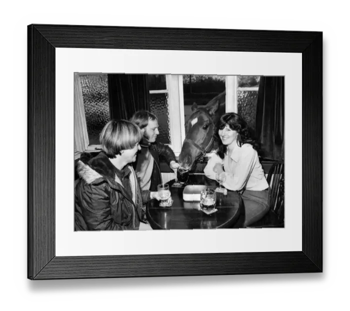 Framed Print : Drunken Racehorse: Queue for opening time at the pub the case is altered - among Framed Print : Drunken Racehorse: Queue for opening time at the pub the case is altered - among