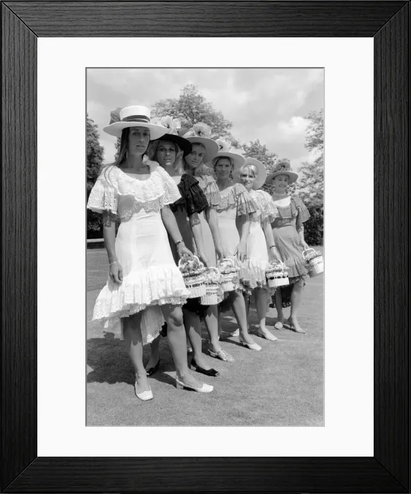 Framed Print : Apres tenis outfits by Teddy Tinling (right to left) Gloria Butler, Gale Chanfreau