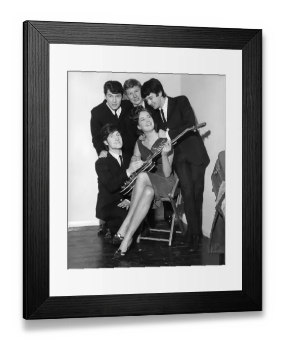 Framed Print : Pop group The Searchers with Jane Chidzoy. April 1965 P007187 Framed Print : Pop group The Searchers with Jane Chidzoy. April 1965 P007187