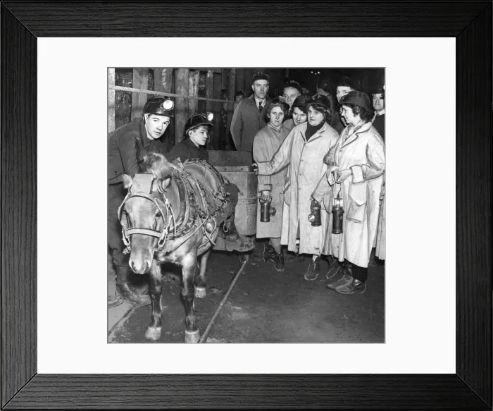 Framed Print : Ashington mothers who went down the pit to see conditions for themselves are shown here Framed Print : Ashington mothers who went down the pit to see conditions for themselves are shown here