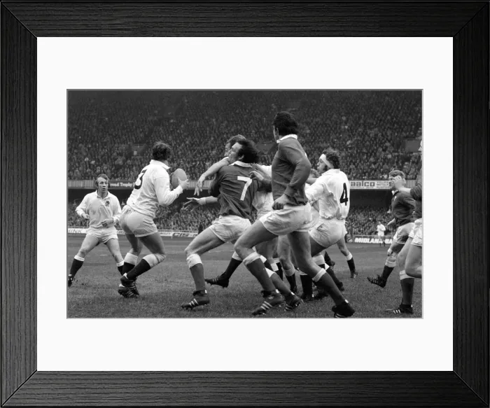 Framed Print : Five Nations 1977. England v Wales. Action from the game