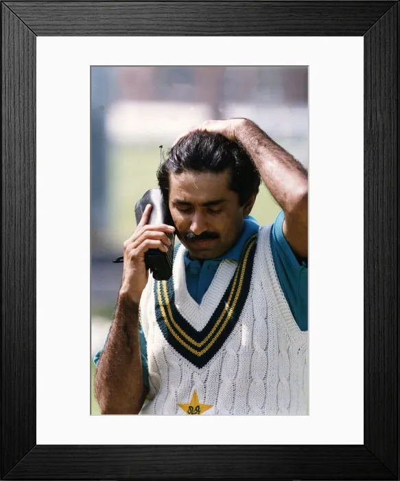 Framed Print : Javed Miandad Pakistan Cricket Captain On The Phone Before The Match Dbase Framed Print : Javed Miandad Pakistan Cricket Captain On The Phone Before The Match Dbase