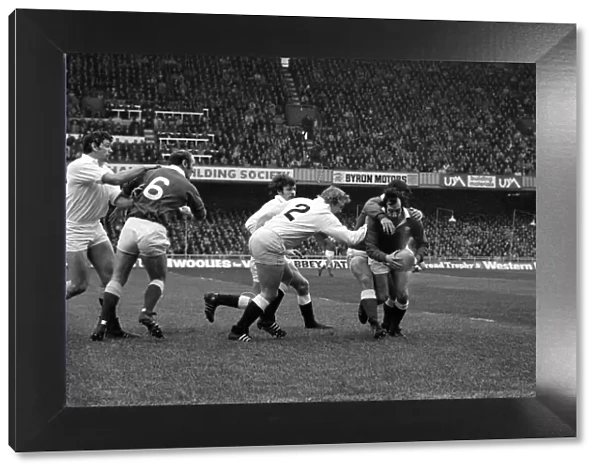 Five Nations Rugby 1977. England v Wales. Welsh scrum half Gareth Edwards with
