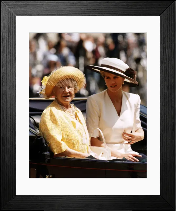 Framed Print : Queen Mother with Princess Diana at Trooping the Colour ceremony in London