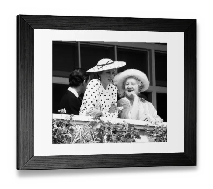 Framed Print : Epsom Derby, 4th June 1986. Queen Elizabeth the Queen Mother & Princess Diana Framed Print : Epsom Derby, 4th June 1986. Queen Elizabeth the Queen Mother & Princess Diana