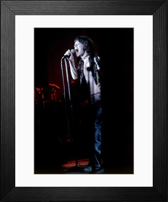 Framed Print : Rolling Stones: Mick Jagger, performing on stage at Leeds University. 13th March 1971 Framed Print : Rolling Stones: Mick Jagger, performing on stage at Leeds University. 13th March 1971