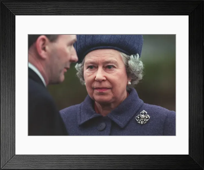Framed Print : Queen Elizabeth II talks to Michael Forsyth MP Secretary of State for Scotland Dunblane