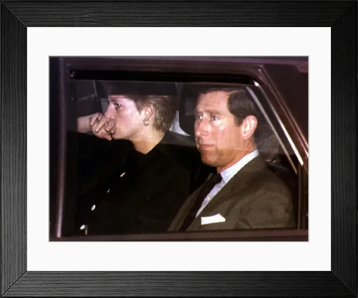 Framed Print : Princess Diana leaving the ski resort of Lech, Austria for home with husband Prince Framed Print : Princess Diana leaving the ski resort of Lech, Austria for home with husband Prince
