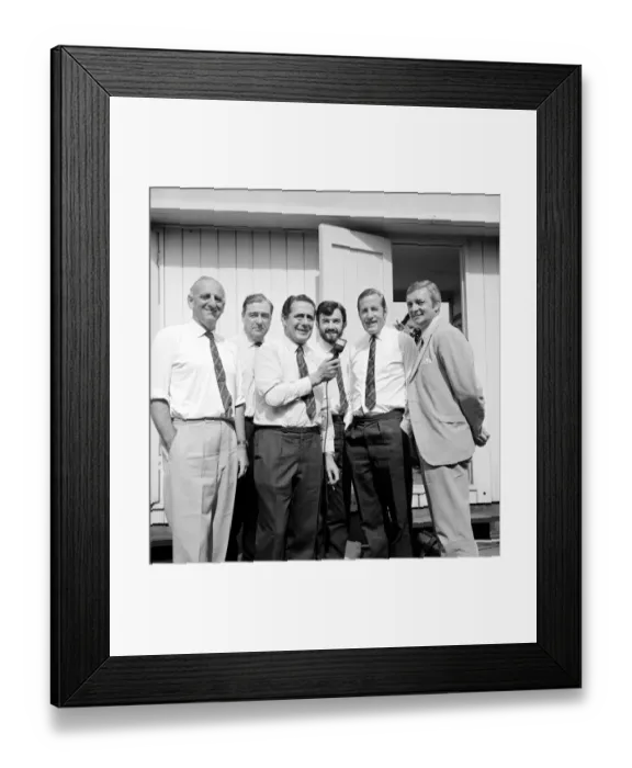 Framed Print : BBC Cricket commentary Team, Oval, August 1970 l-r Brian Johnston, John Arlott Framed Print : BBC Cricket commentary Team, Oval, August 1970 l-r Brian Johnston, John Arlott