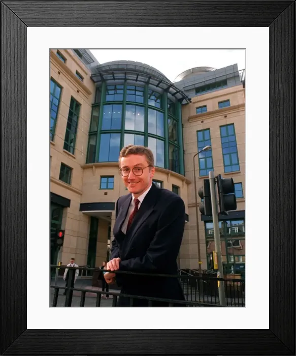 Framed Print : Fred Goodwin, chief executive Clydesdale Bank, pictured outside head office in Clydesdale Framed Print : Fred Goodwin, chief executive Clydesdale Bank, pictured outside head office in Clydesdale