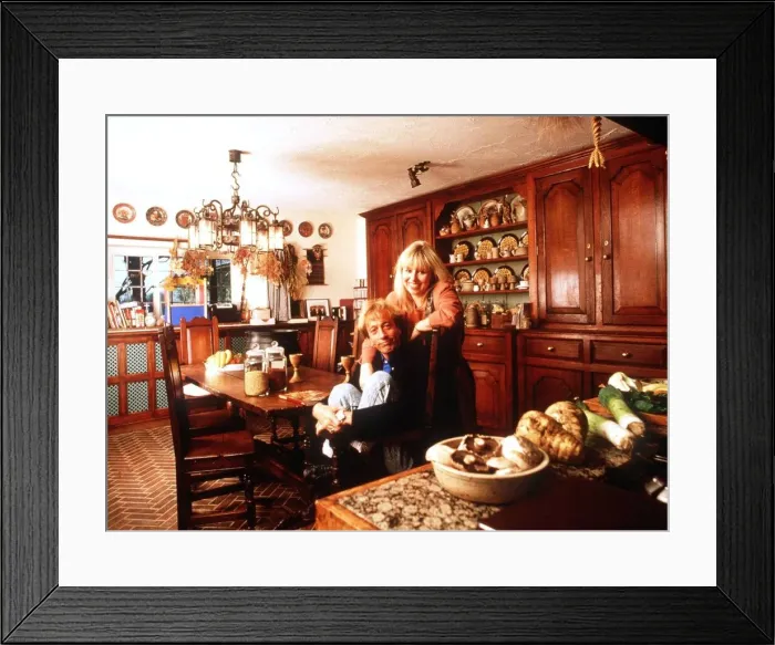 Framed Print : Robin Gibb of the Bee Gees pop group with hios wife Dwina at their home in Thane Framed Print : Robin Gibb of the Bee Gees pop group with hios wife Dwina at their home in Thane