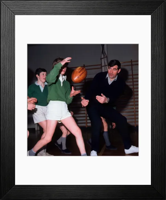 Framed Print : Bill McLaren teaching young boys rugby March 1972 Framed Print : Bill McLaren teaching young boys rugby March 1972