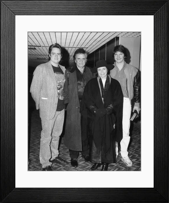 Framed Print : Johnny Cash Singer with wife June Carter Cash son John Carter Cash