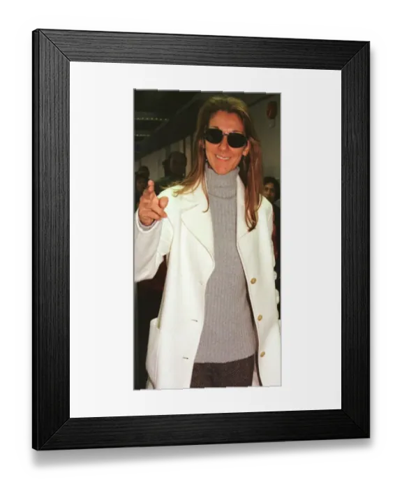 Framed Print : Singer Celine Dion at Heathrow Airport November 1998 arriving from from Los Angeles Framed Print : Singer Celine Dion at Heathrow Airport November 1998 arriving from from Los Angeles