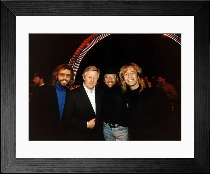 Framed Print : Michael Aspel television presenter of the television show This is Your Life with star Framed Print : Michael Aspel television presenter of the television show This is Your Life with star